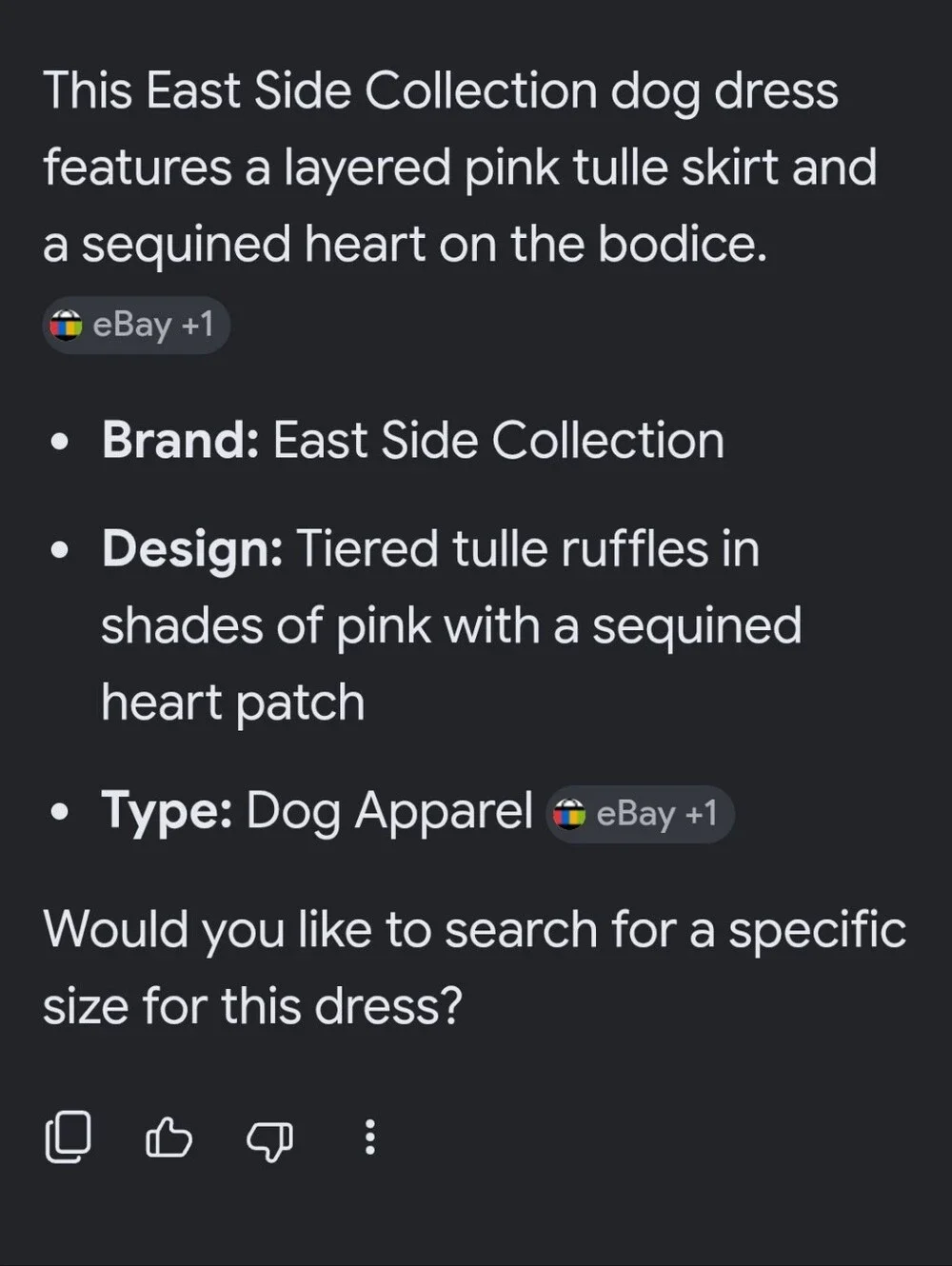 East Side Collection dog size small Pink Ruffled Heart Dress with Sequin Heart